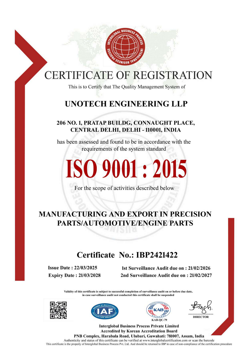 UNOTECH ENGINEERING LLP QMS ISO